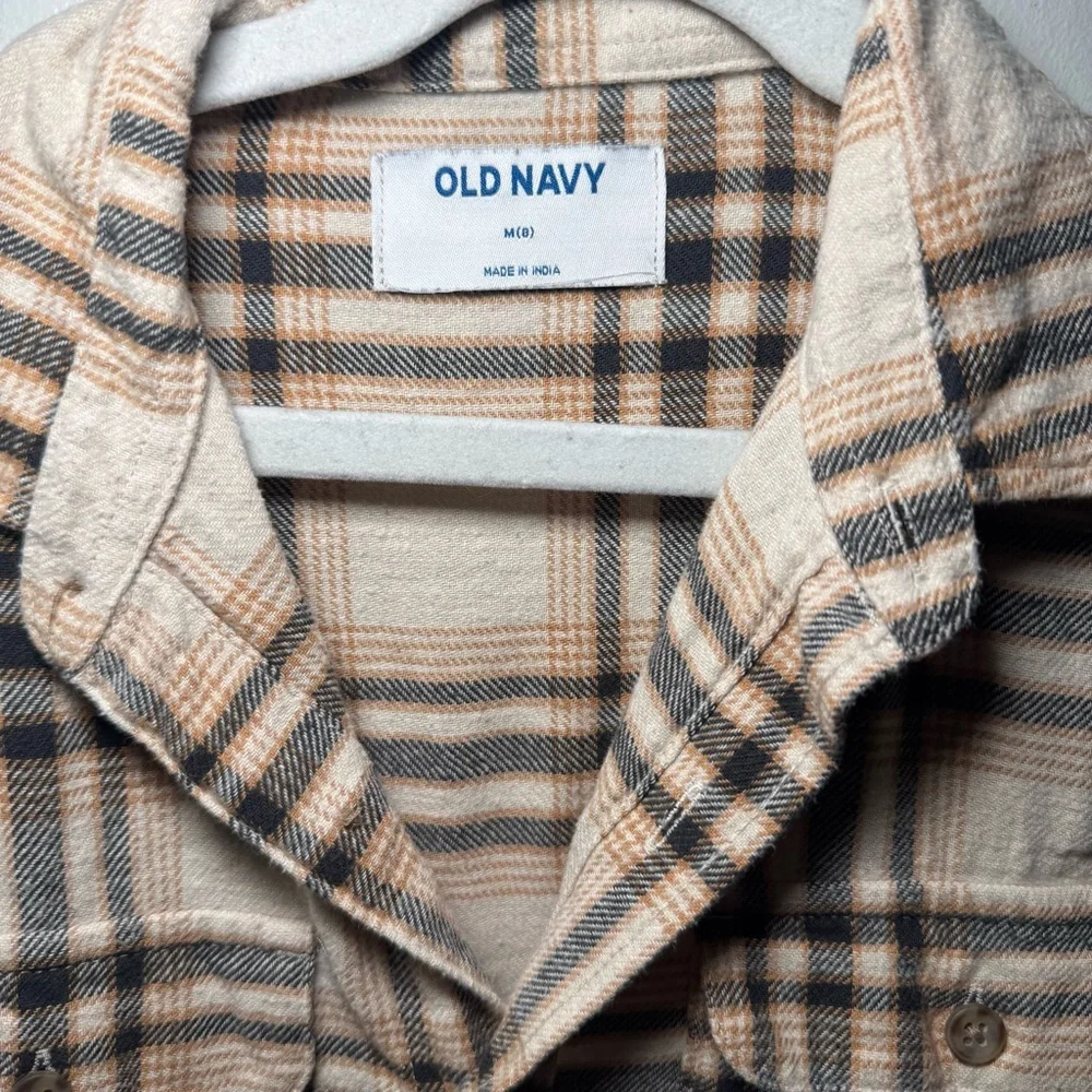 Old Navy Kids Boys Size 8 Plaid Long Sleeve‎ Flannel Button Up 100% Cotton